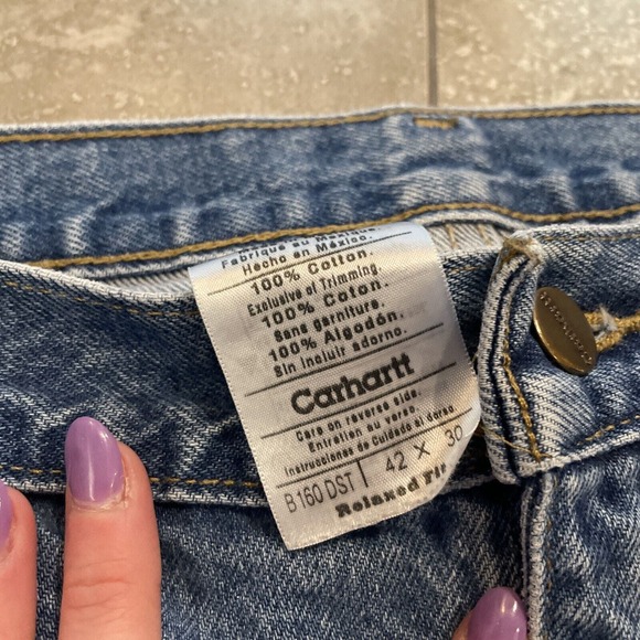 Carhartt Jeans Medium Wash Blue Denim Relaxed Fit 5 Pocket Men’s 42 x 30 - Picture 5 of 8
